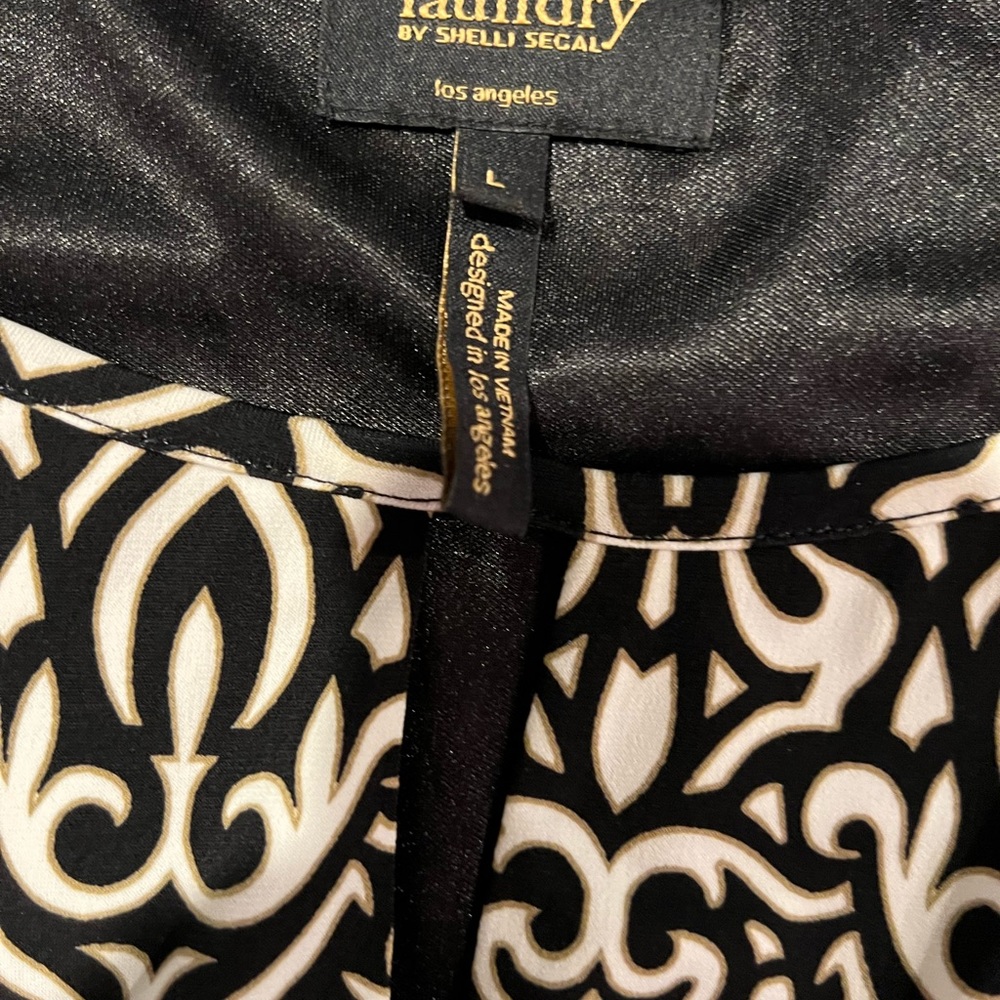 Laundry Shelli Segal Dress Black &White keyhole neck Scroll Pattern Black Lining - Picture 8 of 12